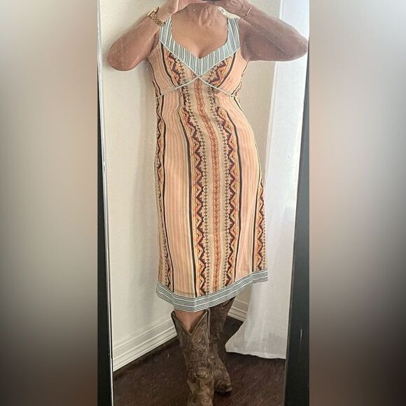 Sundance Silk Southwest Design Silk Midi Dress - Picture 1 of 9